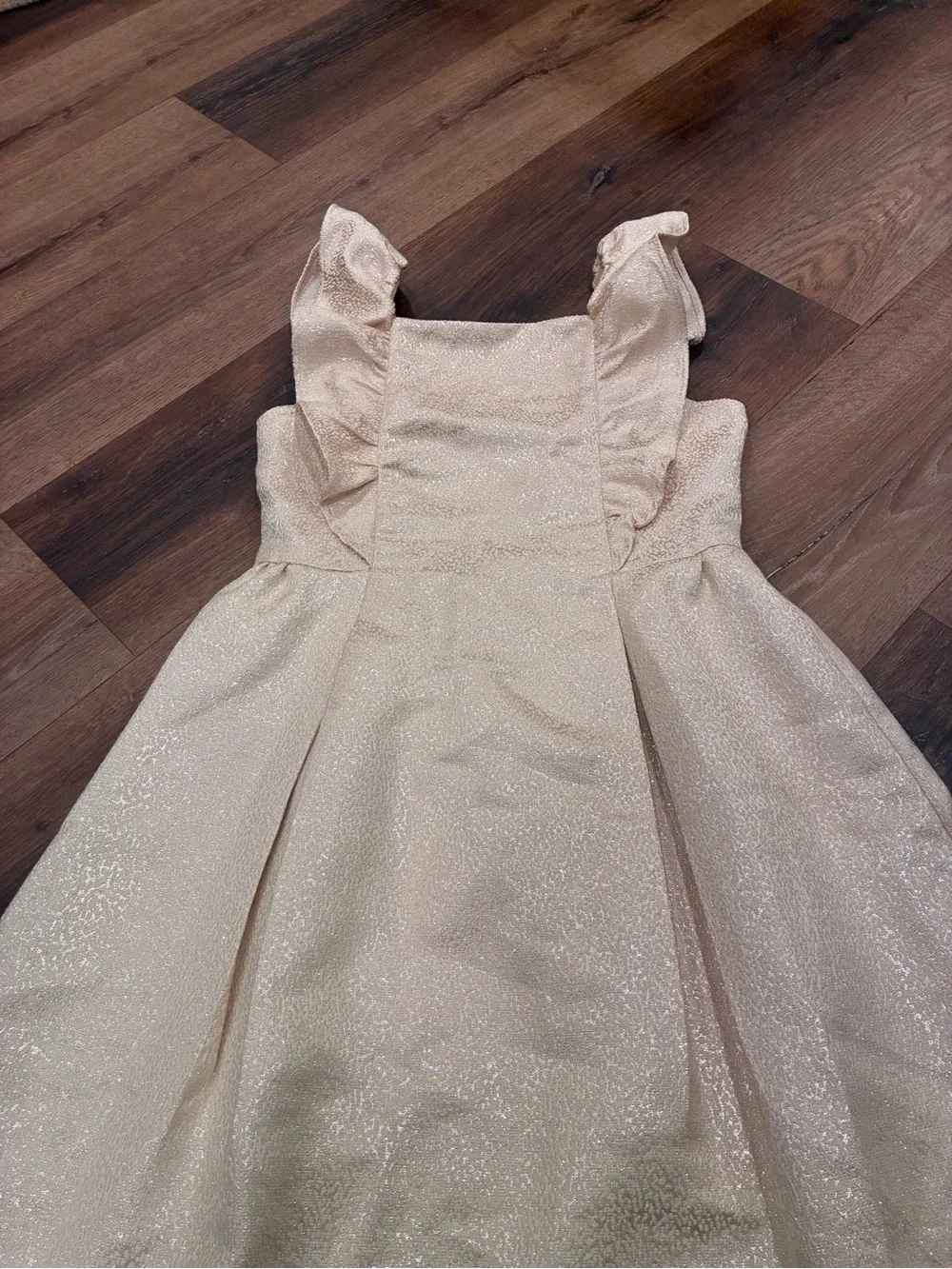 NWT Janie & Jack Gold Formal Dress Shimmer Sparkle Lined Summer Outfit 12 Girl